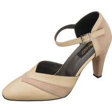 Costo Shoes ECE77 Bej Deri Topuklu Yeni Sezon Kadın Ayakkabısı