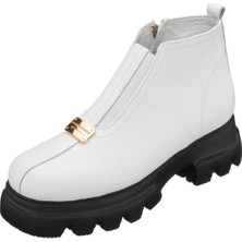 Costo Shoes GS1313 Beyaz Dana Derisi Kadın Bot Rahat Şık Hafif Eva Taban Extra Geniş Rahat Kalıp