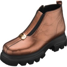 Costo Shoes GS1313 Platin Deri Kadın Bot Rahat Şık Hafif Eva Taban Extra Geniş Rahat Kalıp