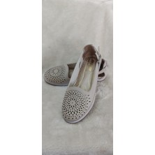 Çiğdem Kundura Krem Üstü Lazer Kesim Babet Günlük Ayakkabı - Krem - 37 - ST01698-KREM-37