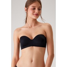 Pierre Cardin 2'li Ekonomik Paket Siyah-Ten 6800 Ales Ultra Hafif Bütün Kap Dolgusuz Micro Straplez Sütyen Set