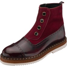 Costo Shoes NVN490 Bordo Açma Deri Eva Taban Büyük Numara Bot Rahat Geniş Kalıp Premium Serisi
