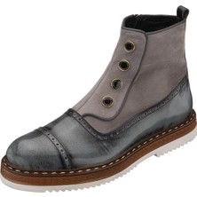 Costo Shoes NVN490 Gri Açma Deri Eva Taban Büyük Numara Bot Rahat Geniş Kalıp Premium Serisi