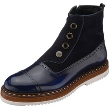 Costo Shoes NVN490 Lacivert Açma Deri Eva Taban Büyük Numara Bot Rahat Geniş Kalıp Premium Serisi
