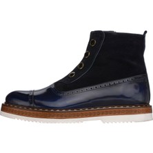 Costo Shoes NVN490 Lacivert Açma Deri Eva Taban Büyük Numara Bot Rahat Geniş Kalıp Premium Serisi