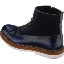 Costo Shoes NVN490 Lacivert Açma Deri Eva Taban Büyük Numara Bot Rahat Geniş Kalıp Premium Serisi