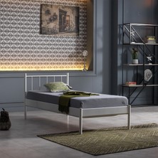 Unimet Falez-S Tek Kişilik Ferforje Metal Karyola-Beyaz
