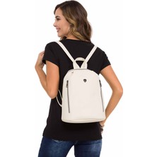 Cipo & Baxx WA132 Açık Bej Fermuar Bölmeli Kadın Sırt Çantası