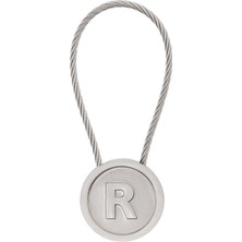 Laton R Anahtarlık, Paslanmaz Çelik Örgülü Kablo, Metal Krom Kaplamalı, Saten Nikel, Çinko Alaşım