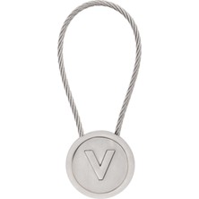 Laton V Anahtarlık, Paslanmaz Çelik Örgülü Kablo, Metal Krom Kaplamalı, Saten Nikel, Çinko Alaşım