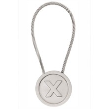 Laton X Anahtarlık, Paslanmaz Çelik Örgülü Kablo, Metal Krom Kaplamalı, Saten Nikel, Çinko Alaşım