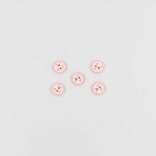 Pukka Balık Baskılı Bebe Düğme(5 Ad.)-Pembe-No:2  '' 5 Adet ''