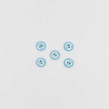 Pukka Kelebek Baskılı Bebe Düğme(5 Ad.)-Turkuaz-No:8  '' 5 Adet ''