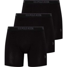 U.S. Polo Assn. 80454 Erkek 3'lü Uzun Paçalı Boxer-Siyah