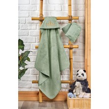 Eifin (100X100CM) Bambu Taç Nakışlı Özel Kutusunda Bebek Havlu Kundak Ve Kese Seti
