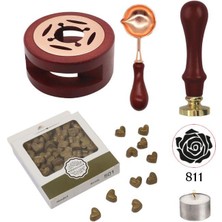 Profisher Davetiye Mum Mühürü Uygulama Seti Kahverengi 811 Gül Desen