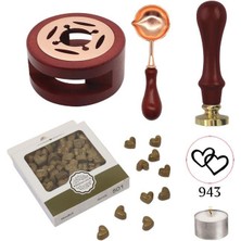 Profisher Davetiye Mum Mühürü Uygulama Seti Kahverengi 943 Çifte Kalp