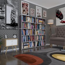 Kenzlife kitaplık süper ga 150*160*19 gri 5 katlı 2 bölme çift bölme opsiyonlu ofis mutfak banyo dolabı arkalıksız