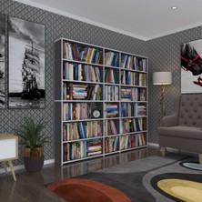 Kenzlife kitaplık süper ga 180*200*19 gri 6 katlı 3 bölme çift bölme opsiyonlu ofis mutfak banyo dolabı arkalıksız