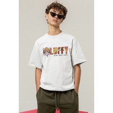 Populus One Piece Luffy Logo Beyaz Tişört