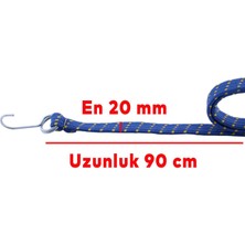 Badem10 Geniş Kancalı Oto Araç Araba Bagaj Lastiği Bisiklet Sabitleme Yük Taşıma Lastik 20 mm x 90 cm