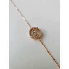 Margelle Sallantılı Taşlı Daire Zincir Bileklik