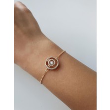 Margelle Sallantılı Taşlı Daire Zincir Bileklik