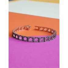 Margelle Kalem Işleme Taşlı Rose Gümüş Bileklik