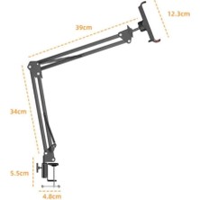 CepCase Göksu Grup Masaüstü Metal Telefon ve Tablet Standı Süspansiyonlu 6" 11" Esnek Uzun Kollu 360 Derece Dönen