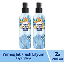 Yumoş Jet Fresh Giysi Spreyi Yıkamadan Ferah Koku ve Ütü Etkisi  Lilyum 200 ml x2