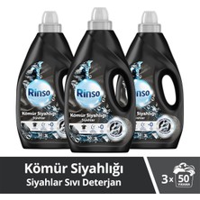 Rinso Sıvı Çamaşır Deterjanı Kömür Siyahlığı, Siyahlar İçin Bakım Sağlayıcı Sıvı Deterjan 3 LT x3