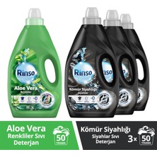 Rinso Sıvı Çamaşır Deterjanı Renk Bakım Sağlayıcı ve Koruyucu 3 Lt Aloe Vera X1 + Kömür Siyahlığı X3