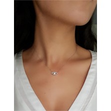 Margelle Zirconia Swarovski Taşlı Göz Gümüş Kolye
