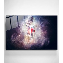 Hinora Motorsikletli Adam Cam Tablo, Dekoratif Cam Tablo