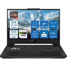 Asus TUF Gaming A15 AMD Ryzen 7 7735HS 32 GB 512 GB SSD RTX4060 Freedos 15.6" FHD 144Hz Taşınabilir Bilgisayar FA507NV-LP03910