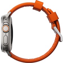 CoverZone Apple Watch ile Uyumlu 44MM Kordon Kauçuk Spor Esnek Kayış Metal Tokalı Glamour Kordon Orange