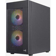 Aerocool Hexform 400W 3X12CM Frgb LED Fanlı, Mesh Ön Panel, Temperli Cam Yan Panel, USB 3.0 Matx Bilgisayar Kasası (AE-HEXFR-400)