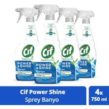 Cif Power Shine Cleanboost Sprey Temizleyici Banyo Için Temizleyici ve Kireç Çözücü 750 ml X4
