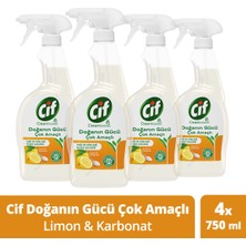 Cif Doğanın Gücü Sprey Yağ ve Kir Leke Çıkarıcı Cleanboost Teknolojisi Limon ve Karbonat 750 ml X4