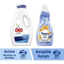 Yumoş Omo Sıvı Deterjan Active Beyazlar Renkliler 1690 ml X1 + Yumoş Yumuşatıcı 1200 ml X1