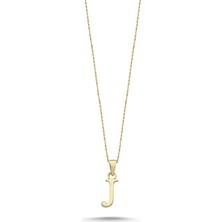 Online Takı Altın Sade J Harfi Kolye