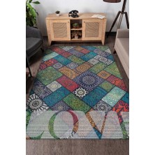 Homshtag Sevgi Gereken Yer Etnik Desenli Salon Halısı Modern Oturma Odası Halısı Çok Renkli Halı