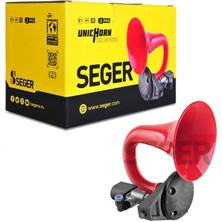 Seger SEGER-80JH Tek Boynuz Havalı Korna 24V (Unıchorn), Kırmızı Plastik Borulu