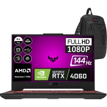 Asus Tuf Gaming A15 FA507NV Amd Ryzen 7 7735HS 32GB 2tb SSD RTX4060-8GB Freedos 15.6" 144HZ Fhd Taşınabilir Bilgisayar LP023F06 + Zetta Çanta