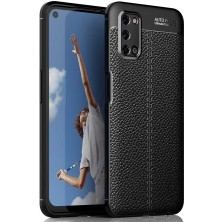 Case Street Oppo A72 Niss Silikon Deri Görünümlü + Nano Siyah Kılıf