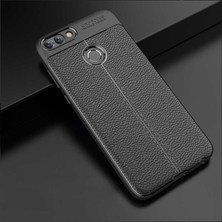 Case Street Huawei P Smart Niss Silikon Deri Görünümlü + Nano Siyah Kılıf