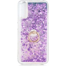 Smcase Samsung Galaxy A70 Milce Sulu Yüzüklü Silikon Arka Kapak Mor Kılıf