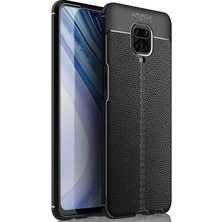 Smcase Xiaomi Redmi Note 9s Niss Silikon Deri Görünümlü Siyah Kılıf