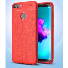 Dlrcase Huawei P Smart Niss Silikon Deri Görünümlü + Nano Kırmızı Kılıf