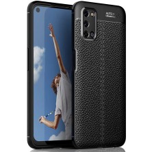 Smcase Oppo A72 Niss Silikon Deri Görünümlü Siyah Kılıf